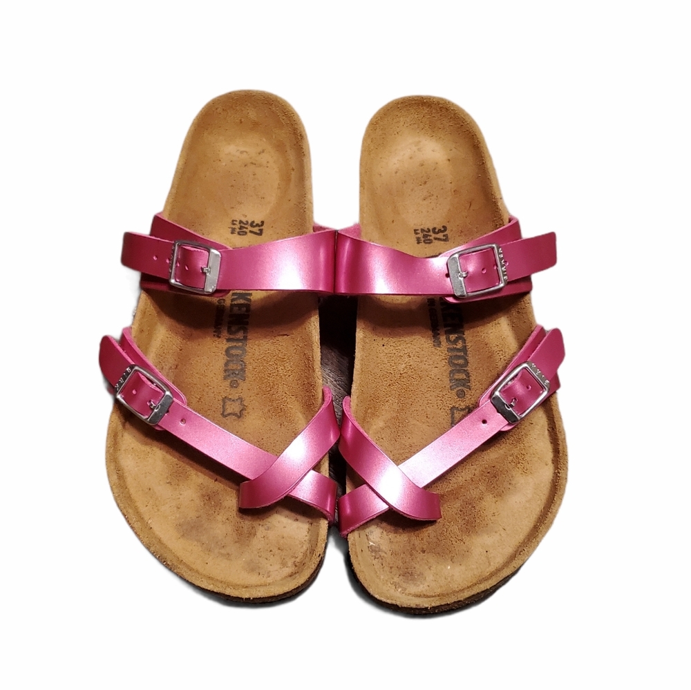 Birkenstock Pink Metallic Leather Sandals